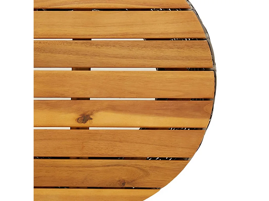 Tavolino da giardino a forma di tamburo in rattan grigio e legno massello