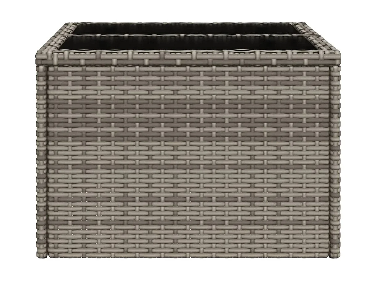 Tavolo da giardino con piano in vetro grigio 55x55x37 cm in resina intrecciata