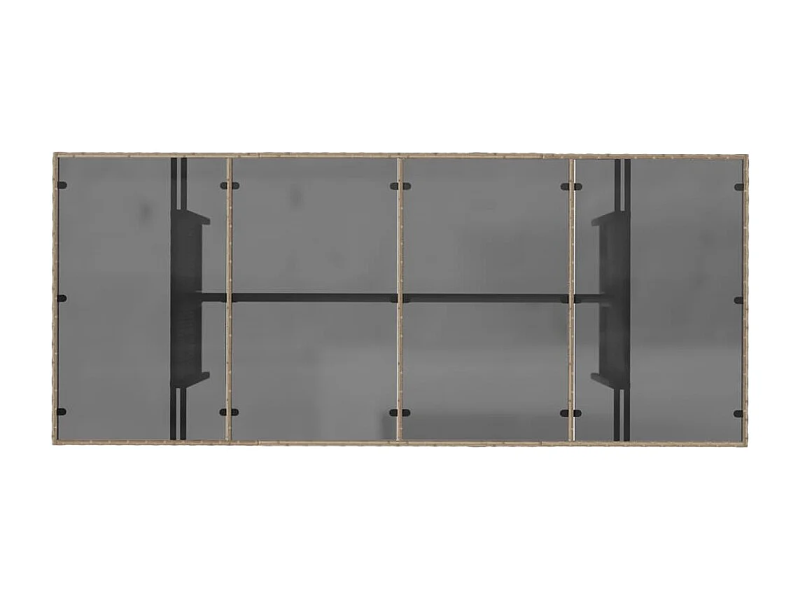 Tuintafel met beige glazen blad en gevlochten hars