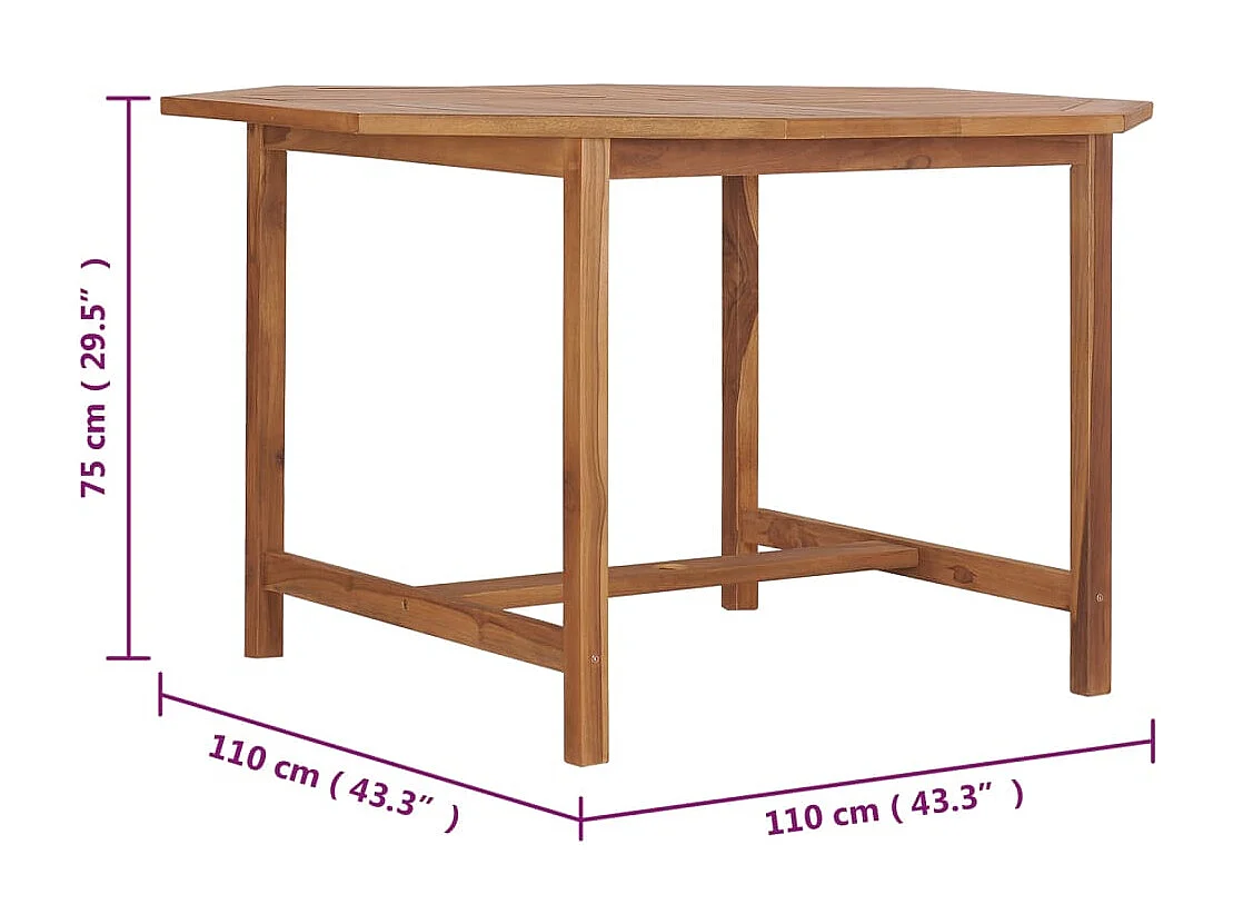 Tuintafel 110x110x75 cm Massief teakhout