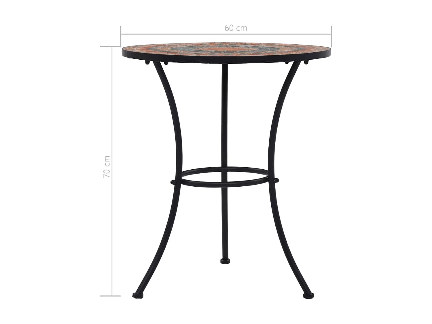 Tavolo da bistrot in mosaico arancione/grigio da 60 cm in ceramica