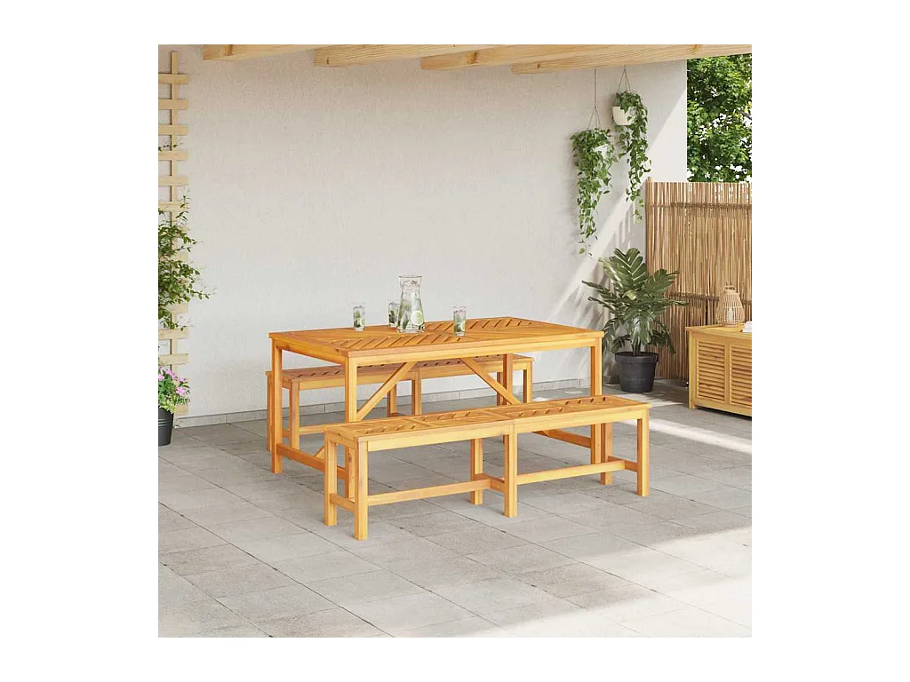 Ensemble de salle à manger pour jardin 3 pcs Marron