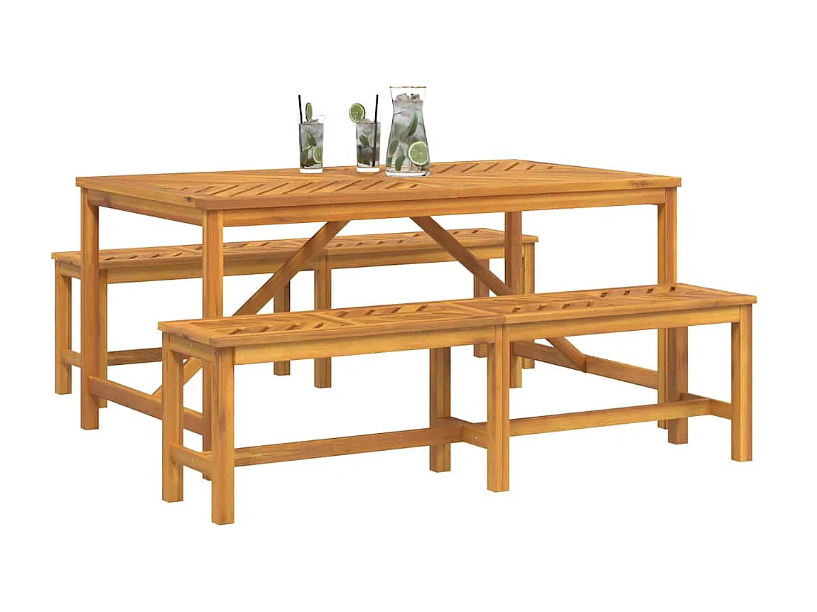 Ensemble de salle à manger pour jardin 3 pcs Marron