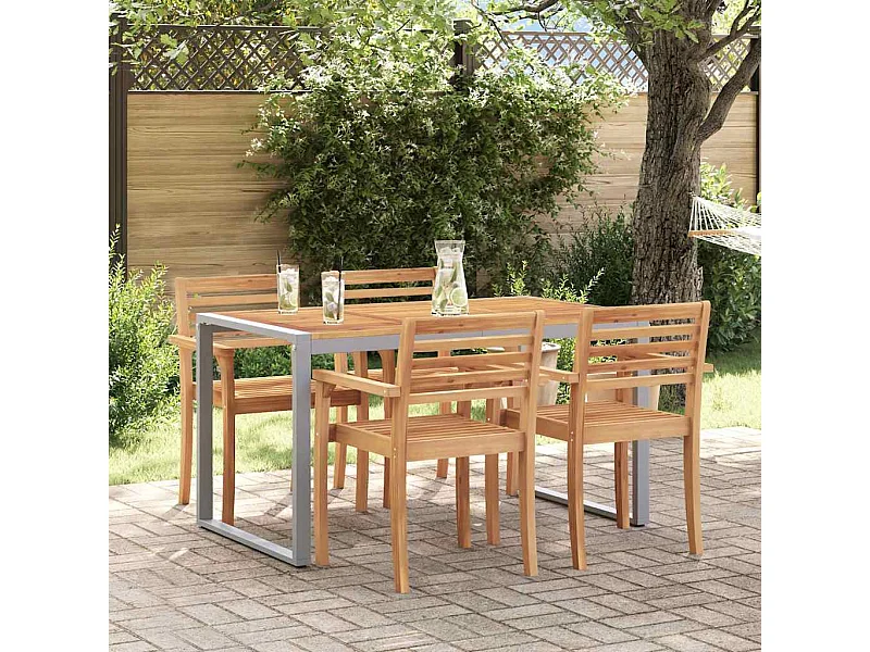 Table de jardin pour repas Gris 140 x 80 x 75 cm
