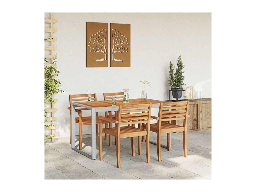 Table de jardin pour repas Gris 140 x 80 x 75 cm