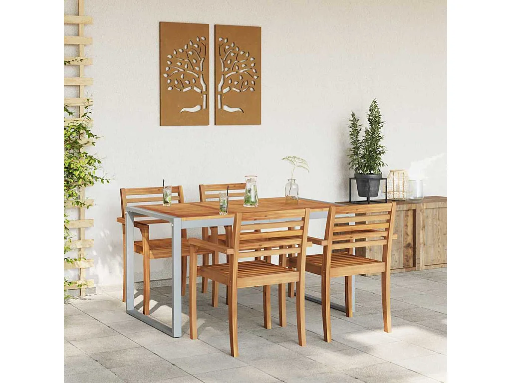 Table de jardin pour repas Gris 140 x 80 x 75 cm