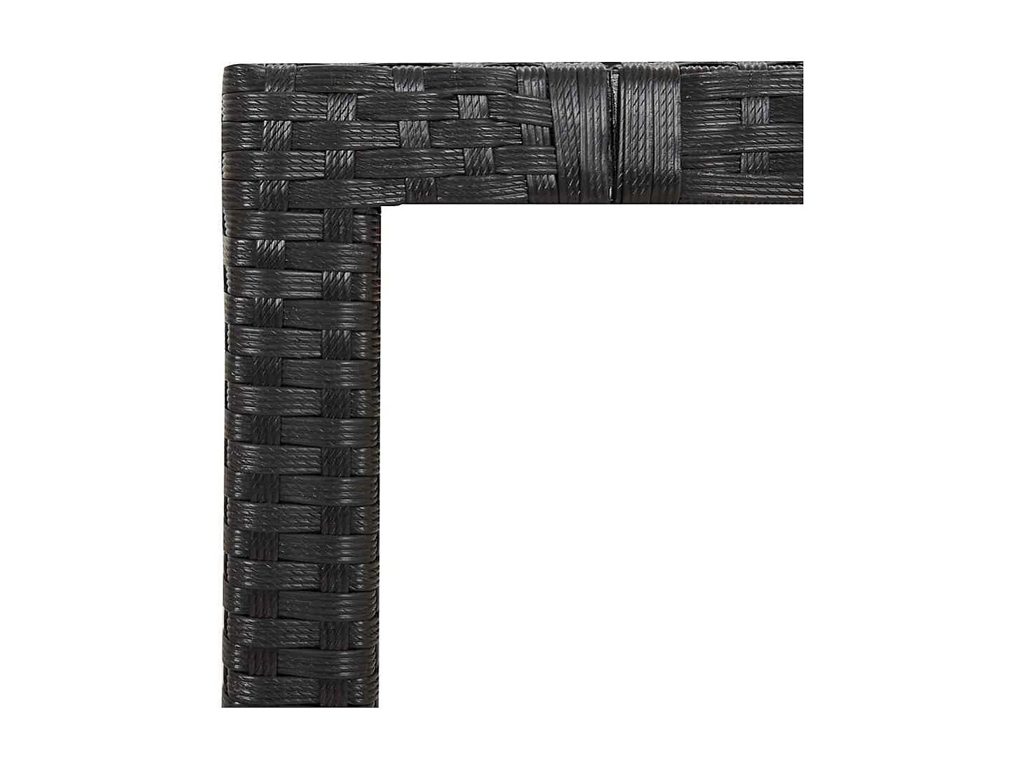 Tavolo da giardino con piano in legno nero, legno massello intrecciato in resina