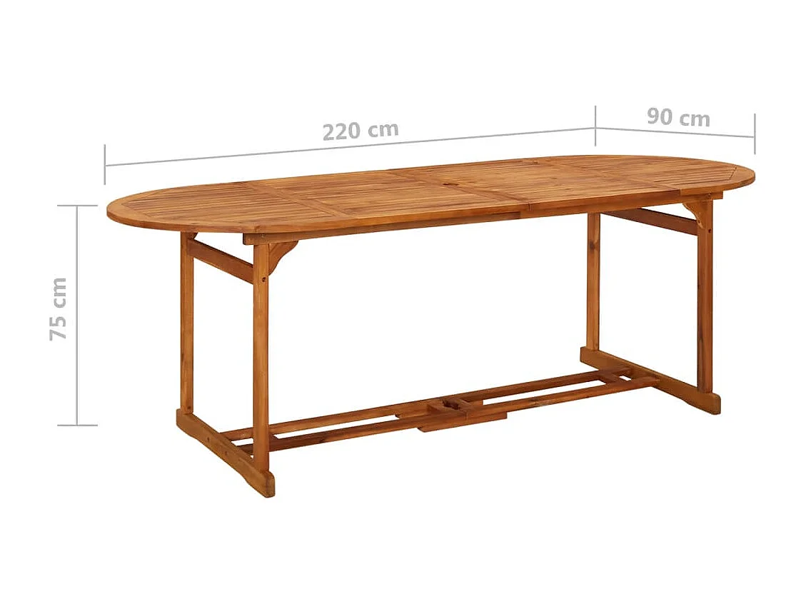 Tavolo da pranzo da giardino 220x90x75 cm Legno massello di acacia