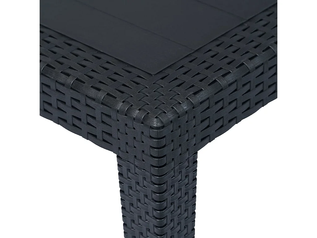 Mesa de jardín antracita 150x90x72 cm Plástico Aspecto ratán