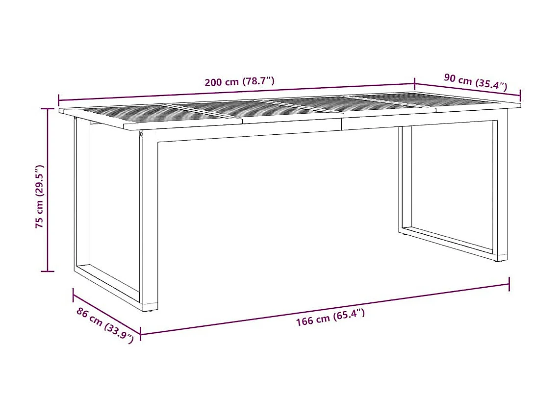 Tavolo da pranzo da giardino Grigio 200 x 90 x 75 cm