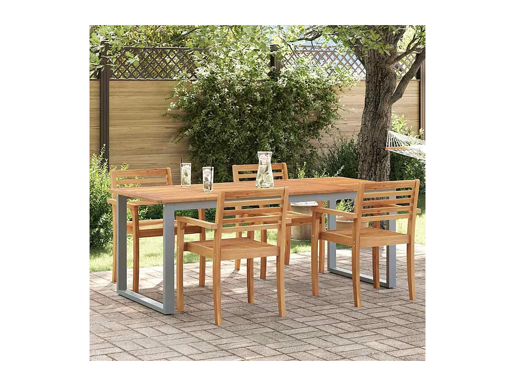 Table de jardin pour repas Gris 200 x 90 x 75 cm
