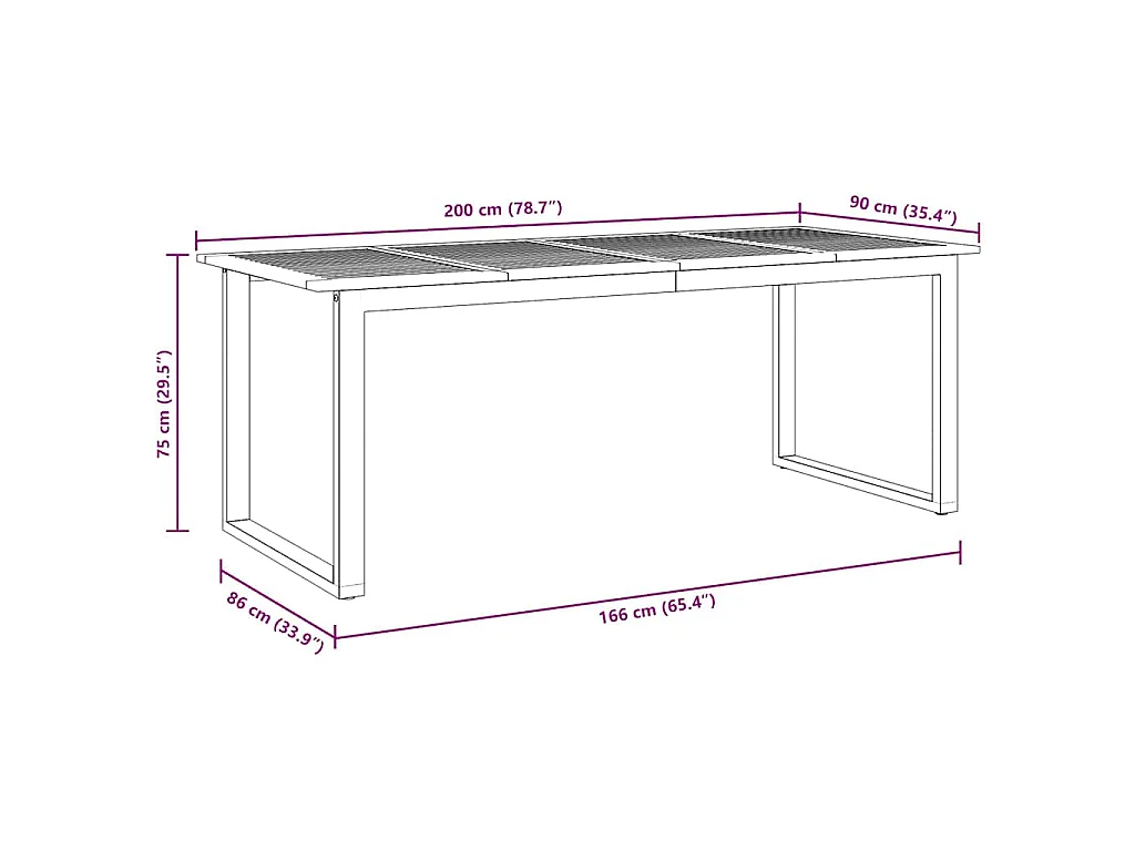 Tavolo da pranzo da giardino Grigio 200 x 90 x 75 cm