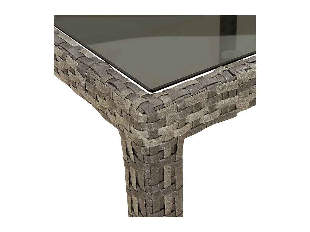 Grijze tuintafel 190x90x75 cm Gehard glas/gevlochten hars