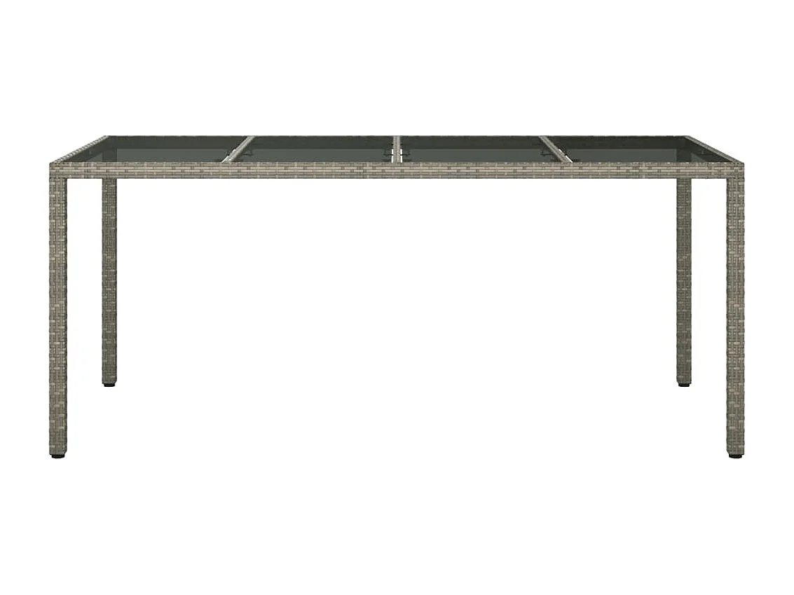Mesa de jardín gris 190x90x75 cm Cristal templado/resina tejida