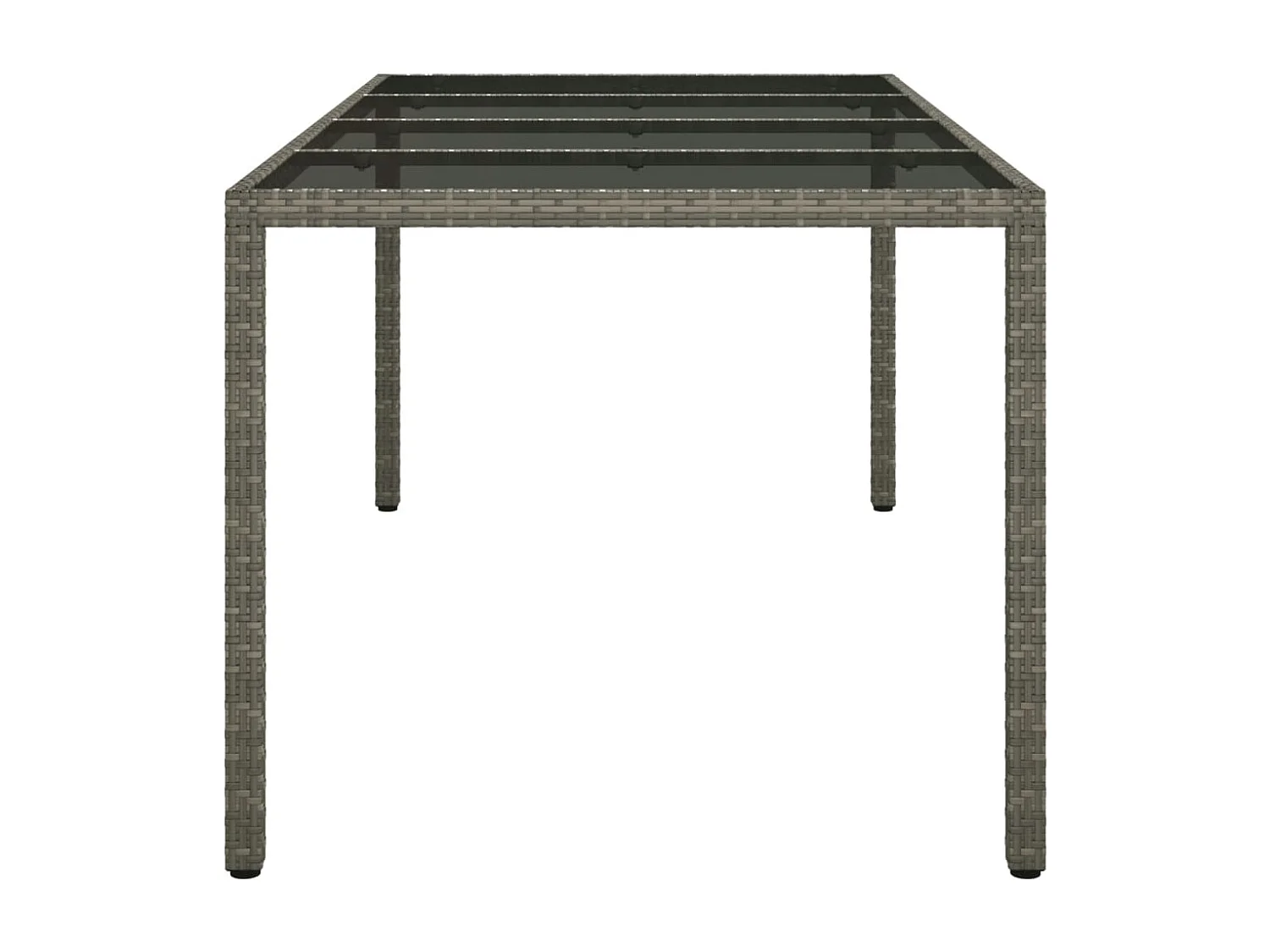 Mesa de jardín gris 190x90x75 cm Cristal templado/resina tejida
