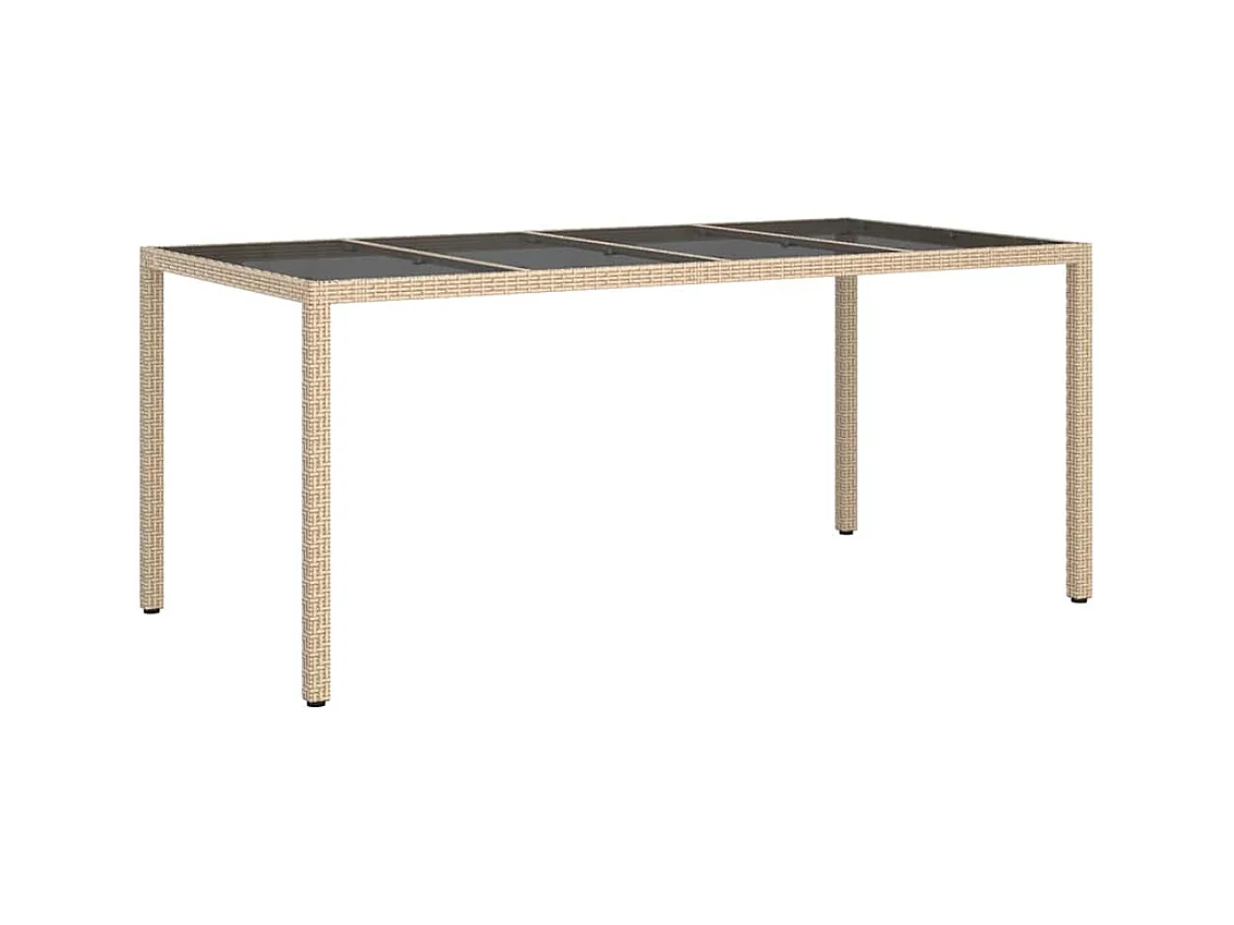 Table de jardin pour repas Beige 190 x 90 x 75 cm Poly rotin