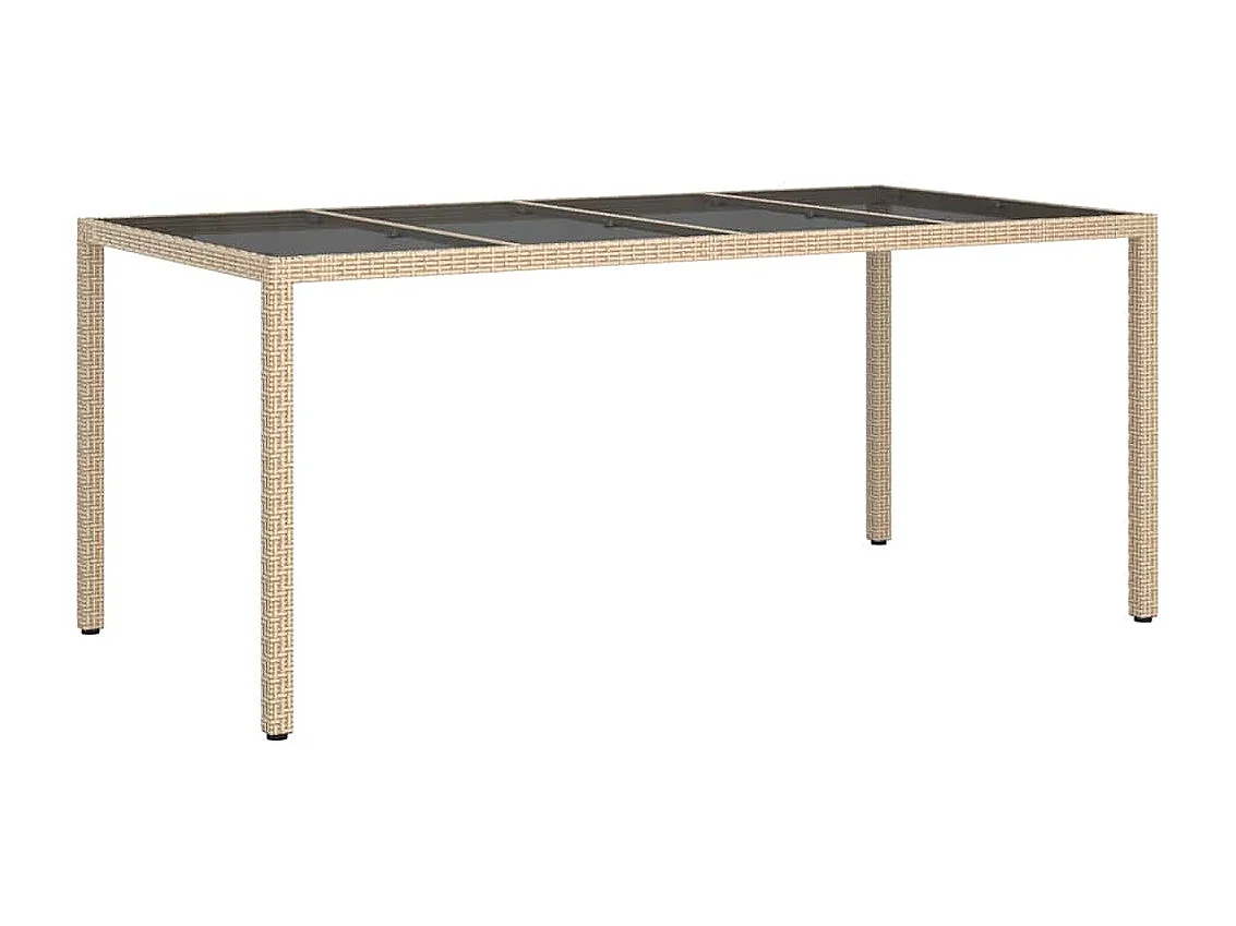 Table de jardin pour repas Beige 190 x 90 x 75 cm Poly rotin