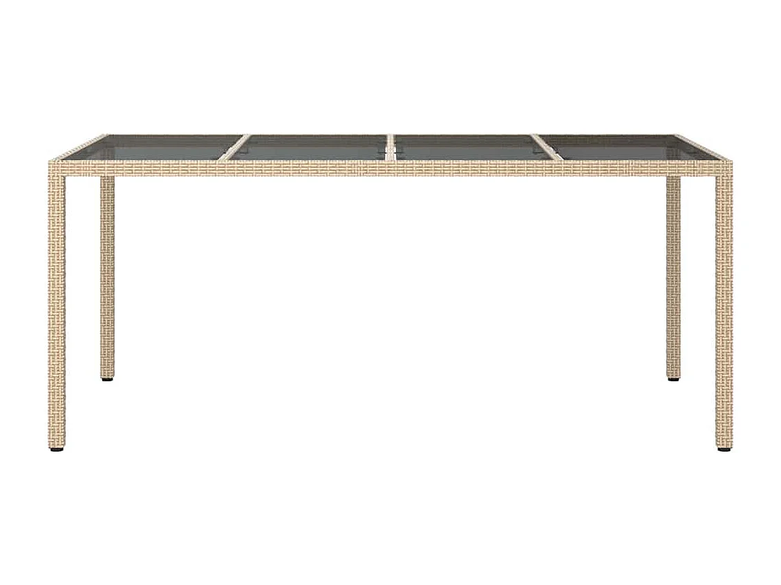 Table de jardin pour repas Beige 190 x 90 x 75 cm Poly rotin