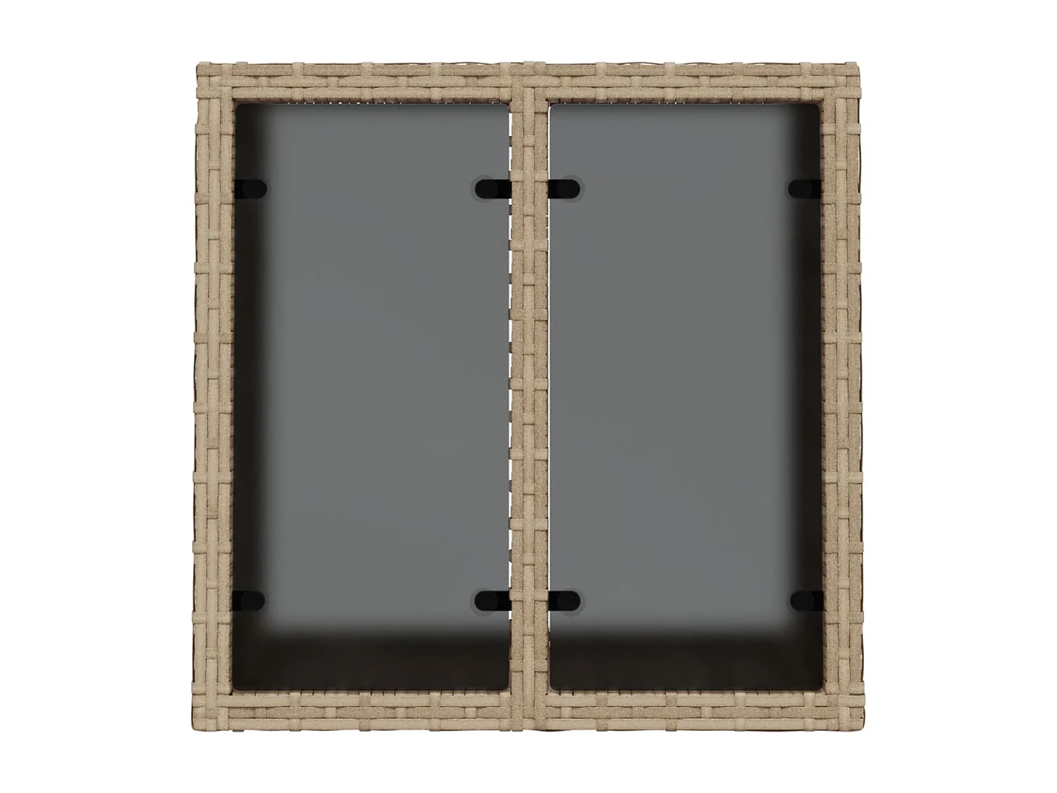 Tavolo da giardino con piano in vetro beige 55x55x37cm in resina intrecciata