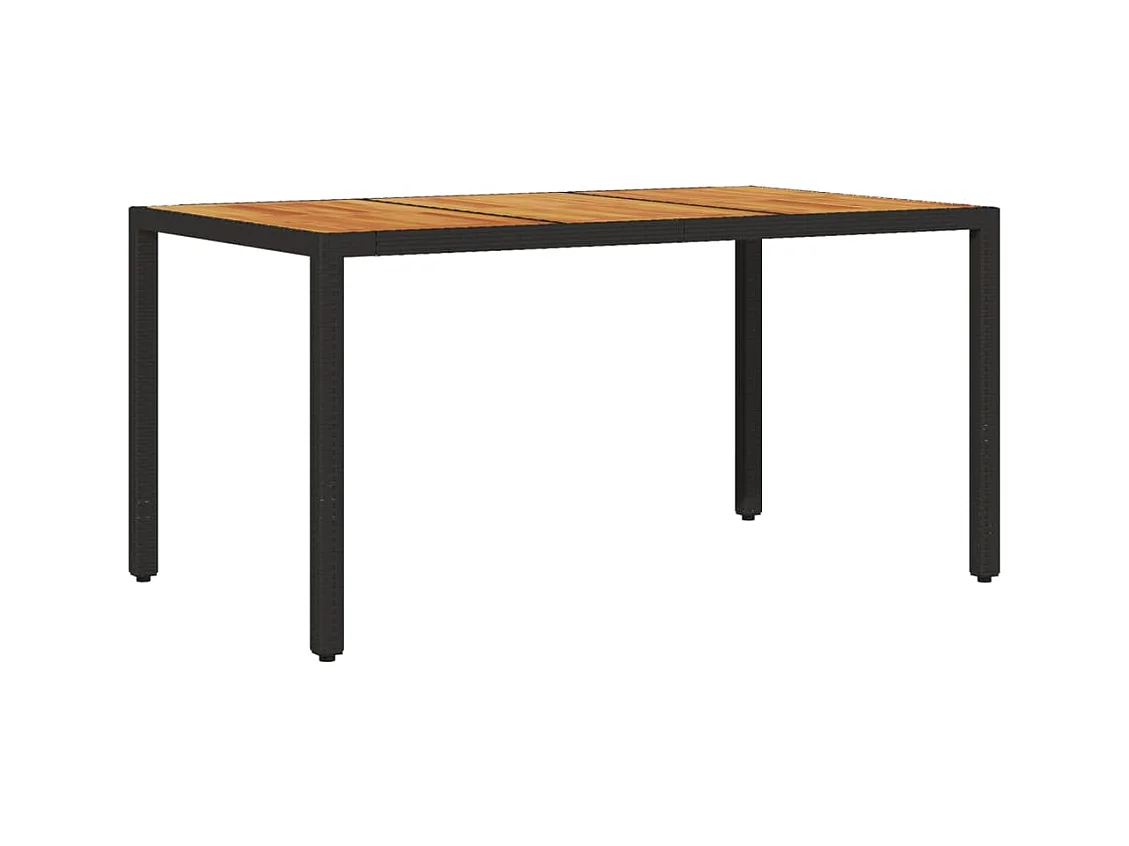 Mesa de jardín y tablero en madera de acacia negra y resina trenzada.