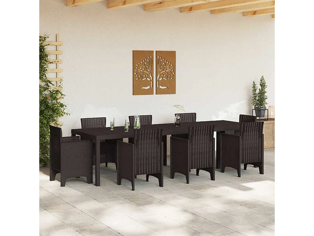 Mesa de jardín marrón 300 x 100 x 73 cm polirratán