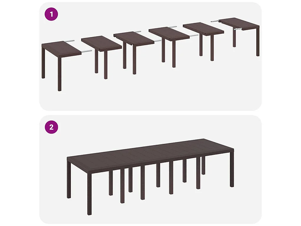 Mesa de jardín marrón 300 x 100 x 73 cm polirratán