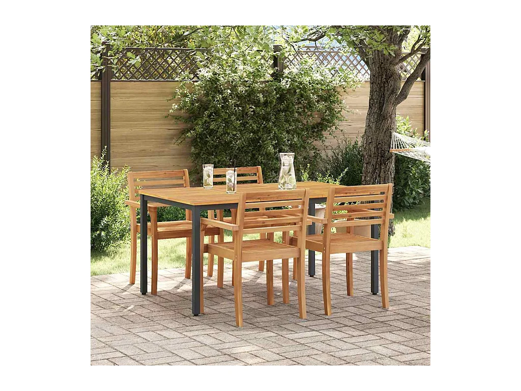 Tables de jardin Naturel et noir 150 x 90 x 75 cm