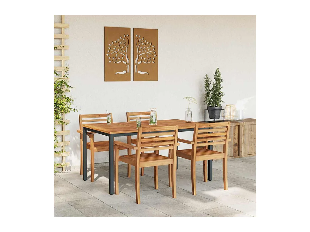 Tables de jardin Naturel et noir 150 x 90 x 75 cm