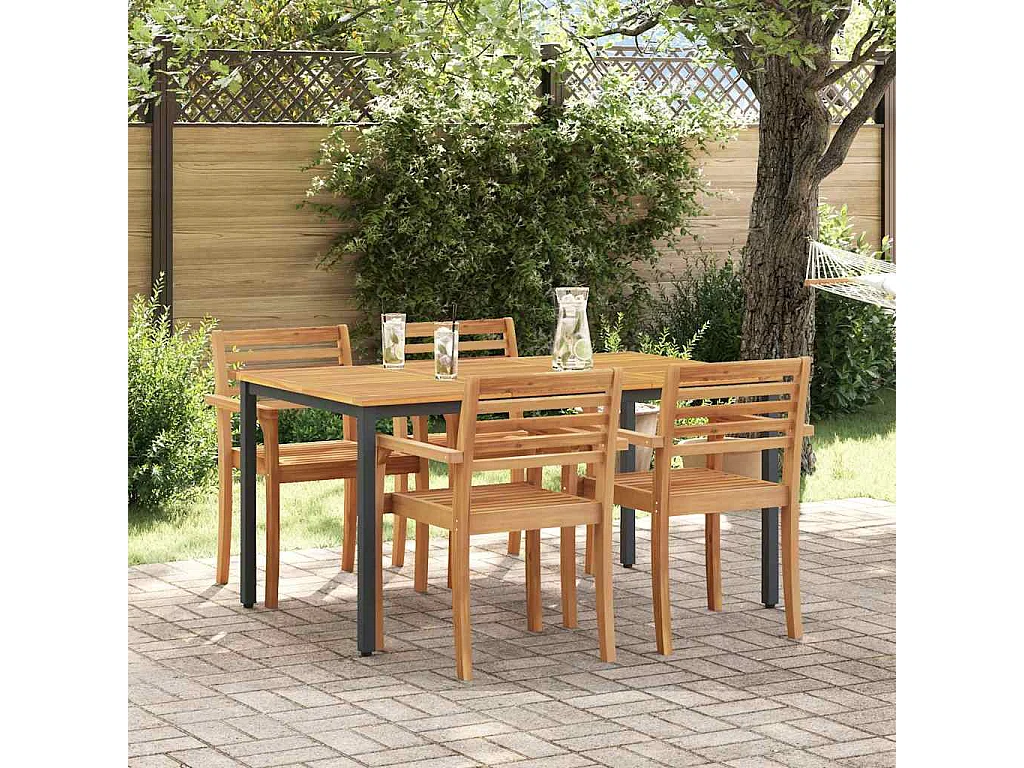 Tables de jardin Naturel et noir 150 x 90 x 75 cm