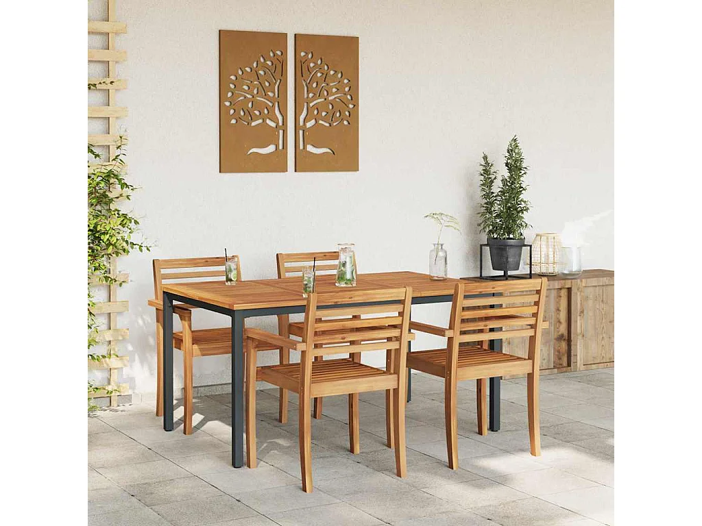 Tables de jardin Naturel et noir 150 x 90 x 75 cm