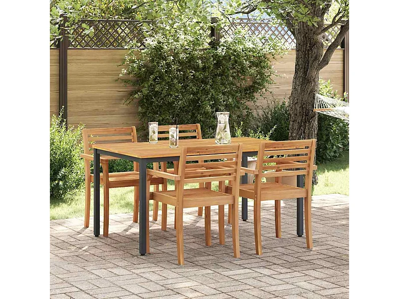 Tables de jardin Naturel et noir 150 x 90 x 75 cm