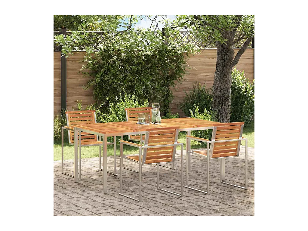 Table à manger d'extérieur Marron Bois d'acacia massif