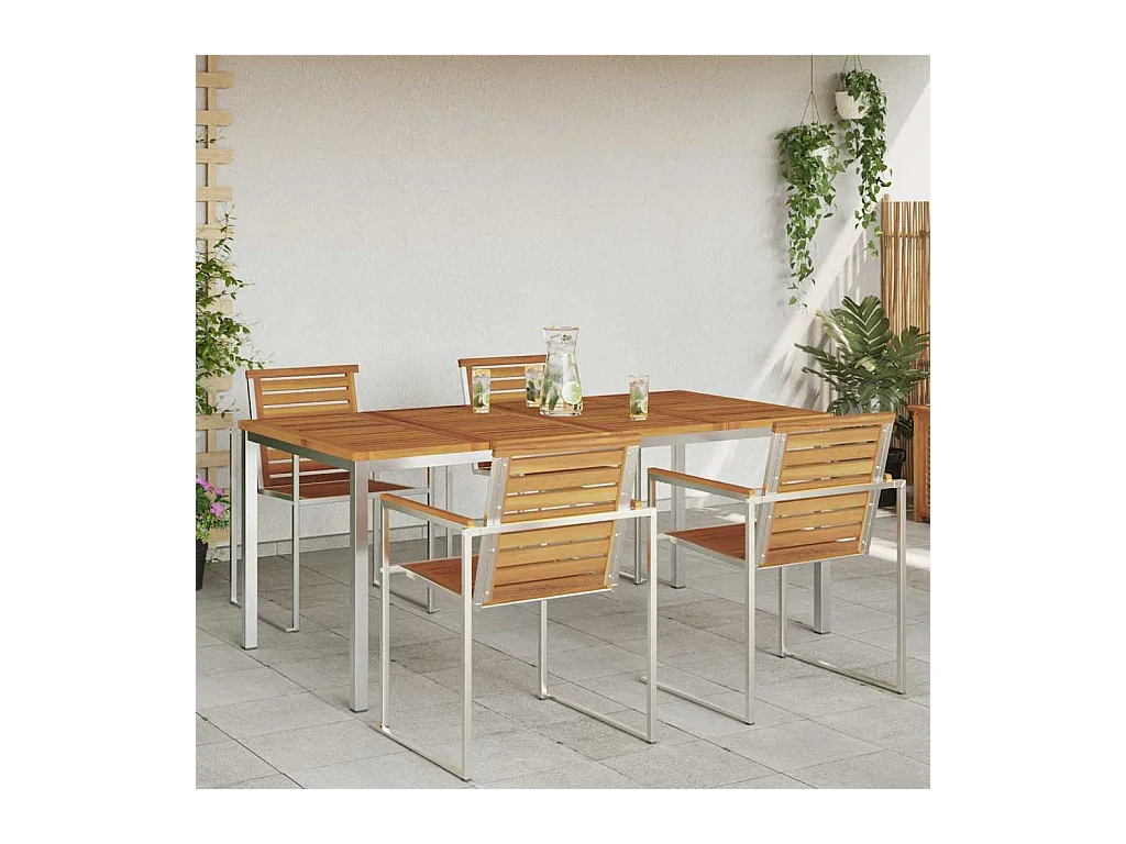 Table à manger d'extérieur Marron Bois d'acacia massif