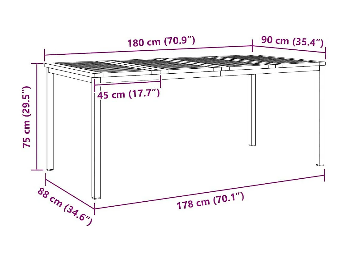 Table à manger d'extérieur Marron Bois d'acacia massif