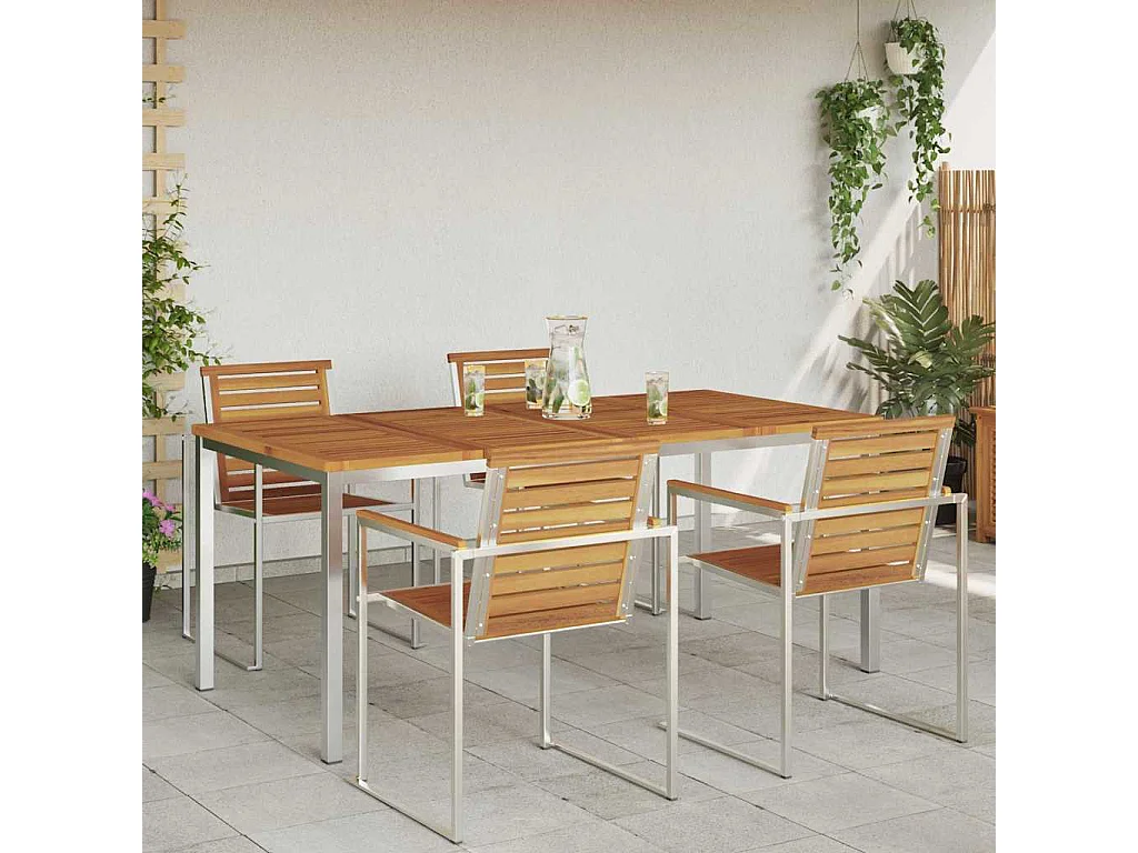 Table à manger d'extérieur Marron Bois d'acacia massif