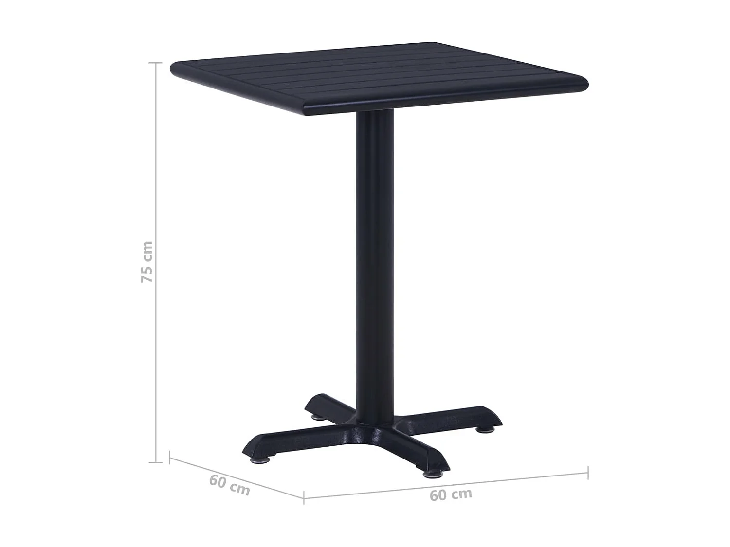 Mesa de jardín negra 60x60x75 cm
