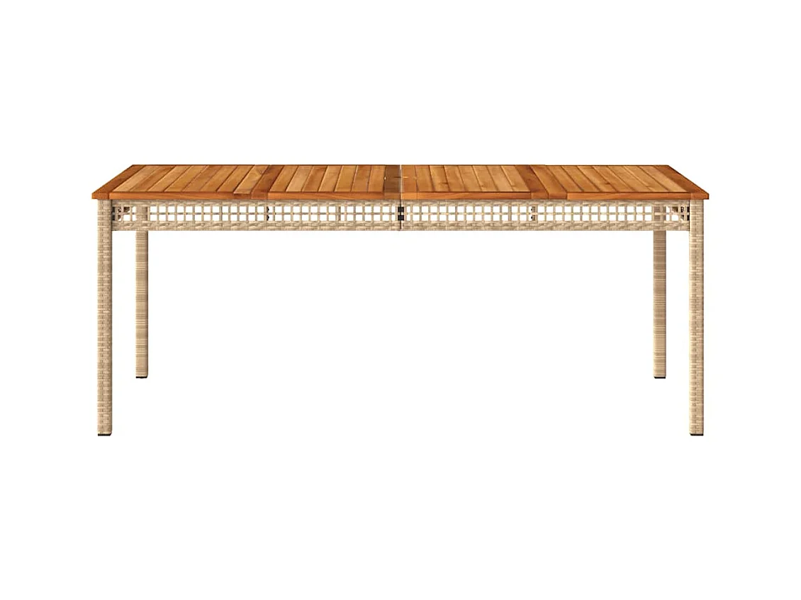 Beige tuintafel 180x90x75 cm gevlochten hars en acacia
