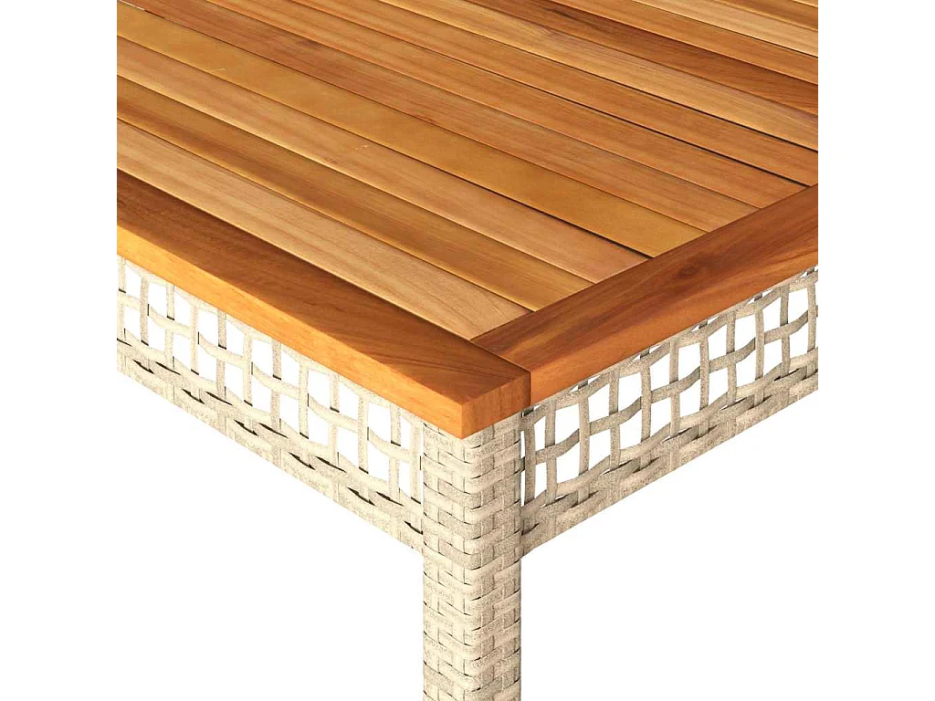 Beige tuintafel 180x90x75 cm gevlochten hars en acacia