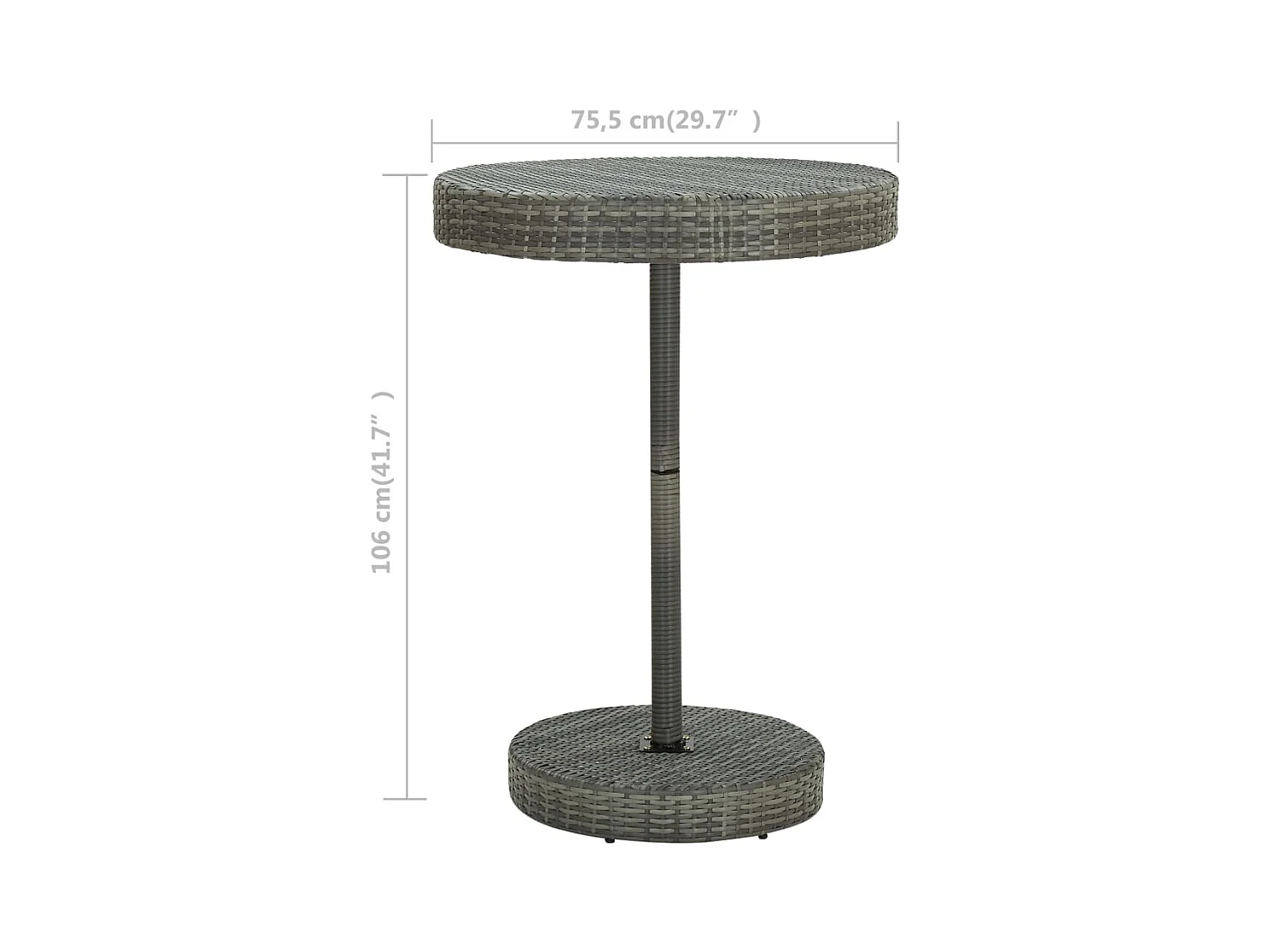 Grijze tuintafel 75,5x106 cm Geweven hars