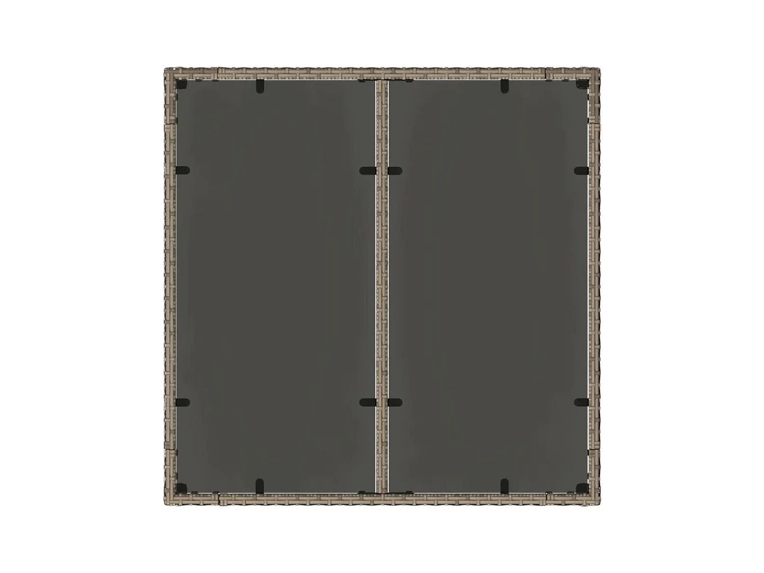 Tuintafel met glazen blad, grijs, 90x90x75 cm, gevlochten hars