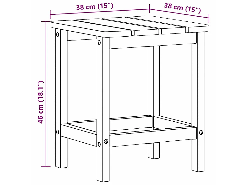Table d'appoint Adirondack Noir 38 x 38 x 46 cm HDPE