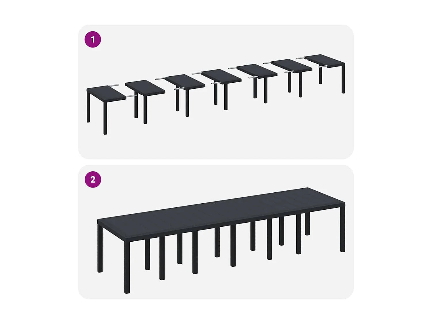 Table de Jardin Anthracite 350 x 100 x 73 cm polyrotin