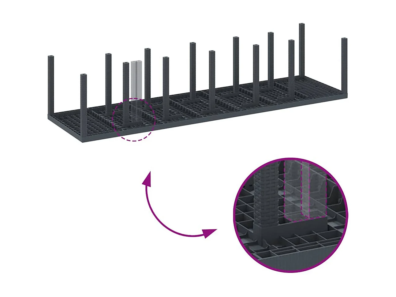 Table de Jardin Anthracite 350 x 100 x 73 cm polyrotin