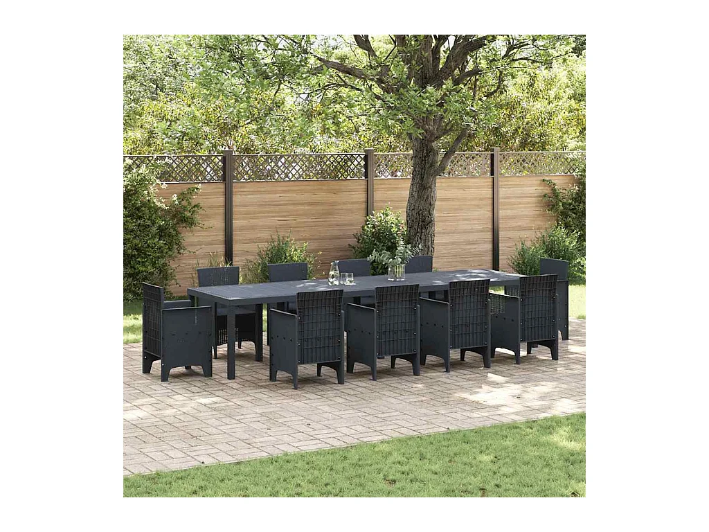 Table de Jardin Anthracite 350 x 100 x 73 cm polyrotin
