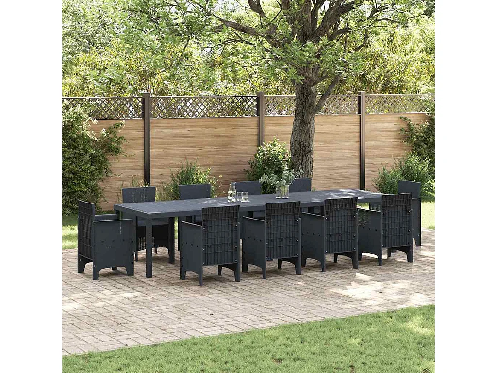 Table de Jardin Anthracite 350 x 100 x 73 cm polyrotin