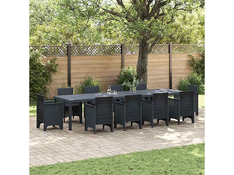 Tavolo da giardino antracite 350 x 100 x 73 cm polyrattan