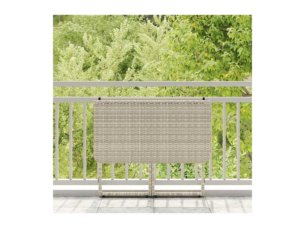 Table de jardin pliante gris clair 90 x 51 x 75 cm polyrotin