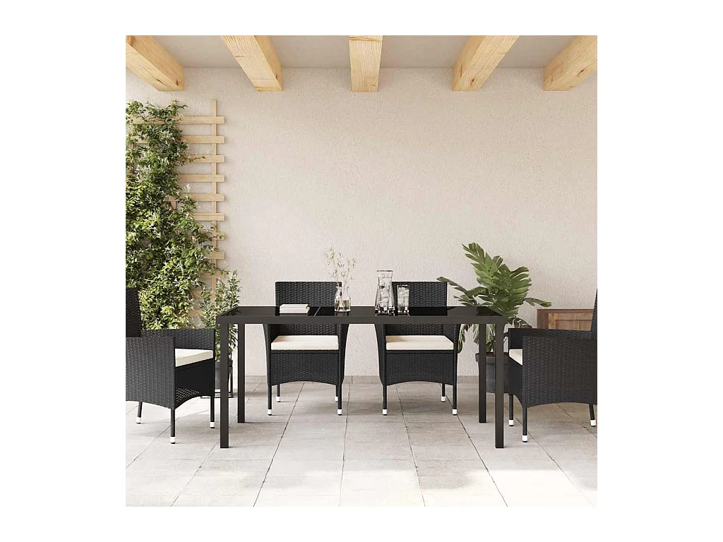 Table de Jardin Noir 160 x 80 x 73 cm Teck massif