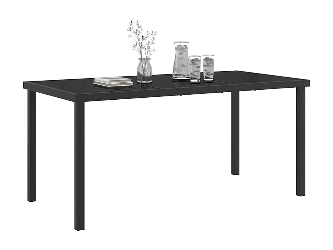 Table de Jardin Noir 160 x 80 x 73 cm Teck massif