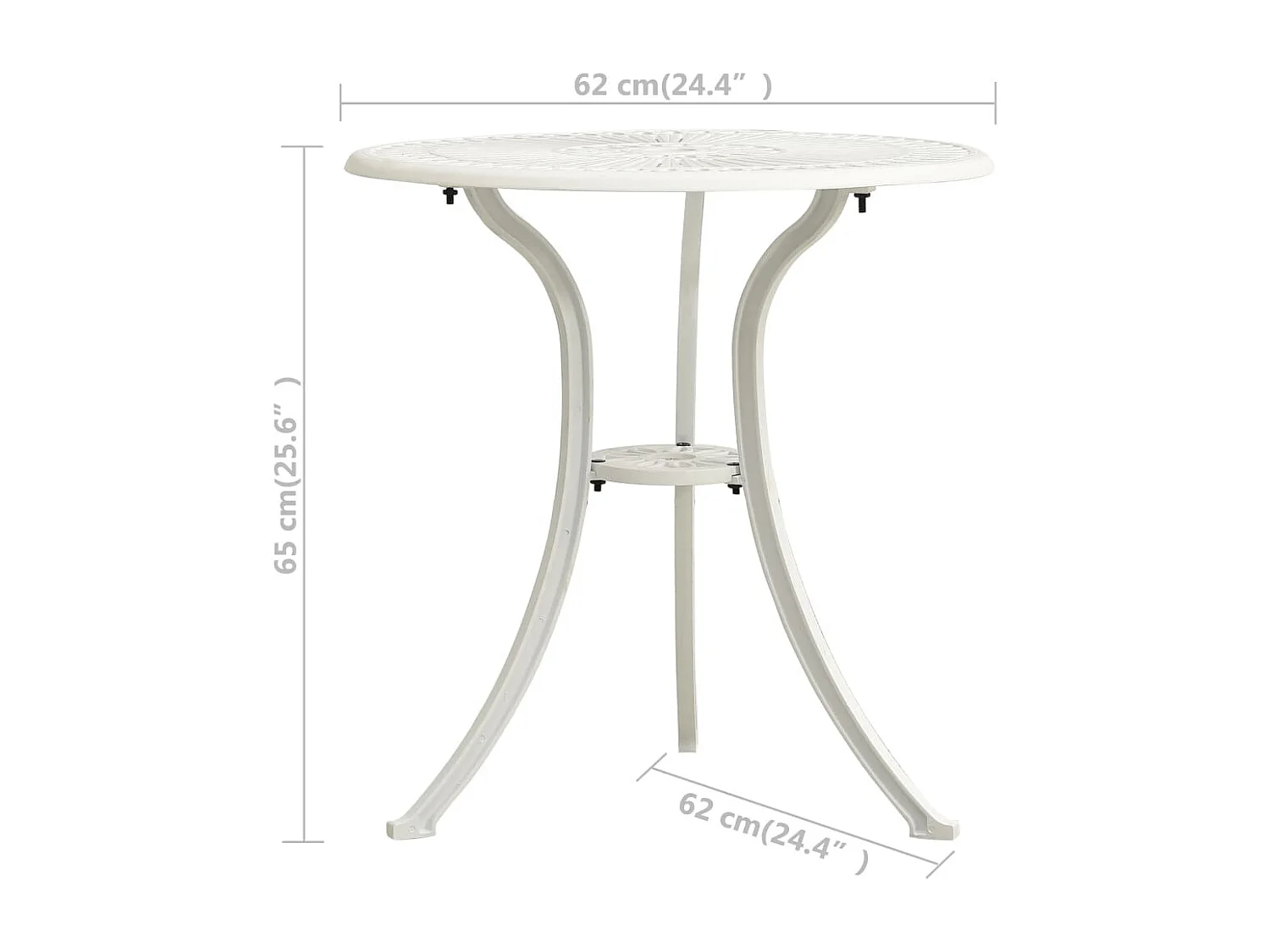 Tuintafel Wit 62x62x65 cm Gegoten aluminium